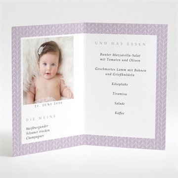 Menükarte Taufe rosa muster - Vue 2