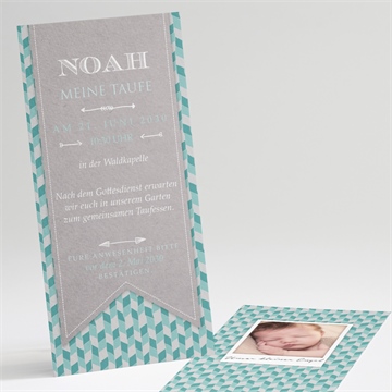 Einladung Taufe blaue mosaik