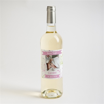 Flaschenetikett Taufe pusteblume rosa - vue 2