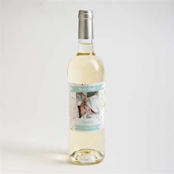 Flaschenetikett Taufe pusteblume blau - vue 2