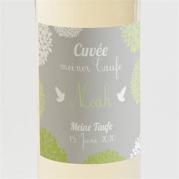 Flaschenetikett Taufe fliegende tauben