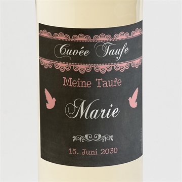 Flaschenetikett Taufe vintage taube