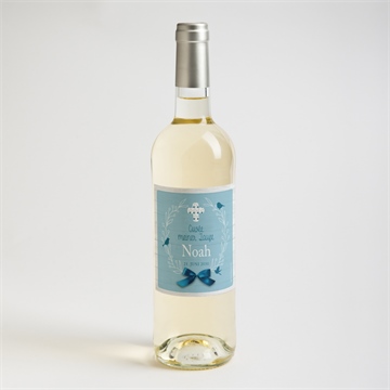 Flaschenetikett Taufe blaue schleife - vue 2