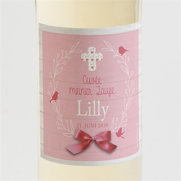 Flaschenetikett Taufe rosa schleife
