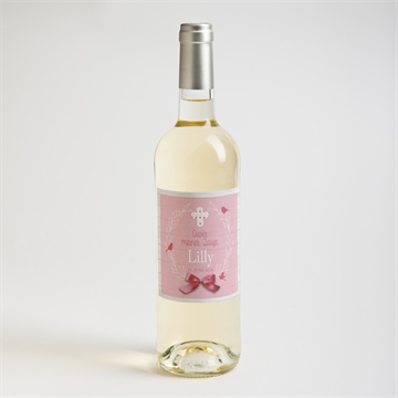 Flaschenetikett Taufe rosa schleife - vue 2