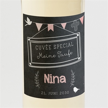 Flaschenetikett Taufe kreidetafel girly