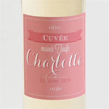 Flaschenetikett Taufe rosa kalligrafie