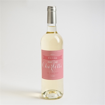 Flaschenetikett Taufe rosa kalligrafie - Vue 2