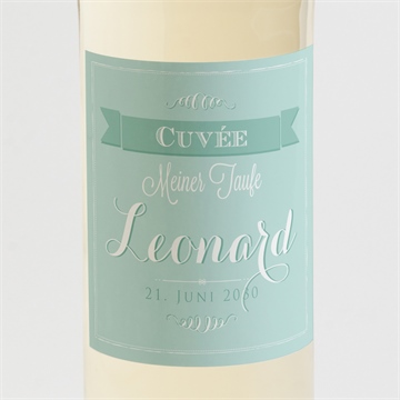 Flaschenetikett Taufe grüne kalligrafie