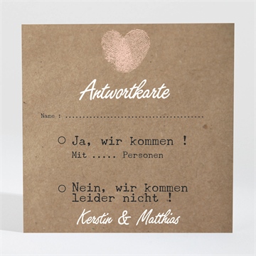 Antwortkarte Hochzeit herzabdruck