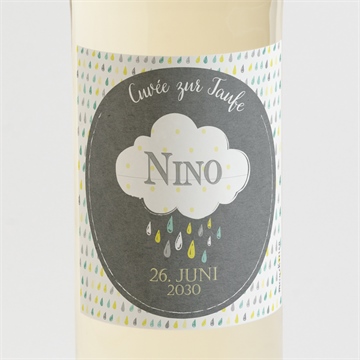 Flaschenetikett Taufe glücksregen junge