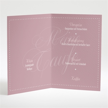 Menükarte Taufe klassik rosa - Vue 2