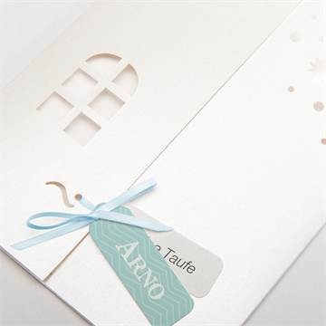 Einladung Taufe klebestreifen blau - Vue 3