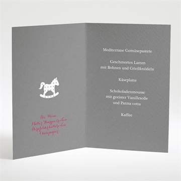 Menükarte Taufe schaukelpferd rot - Vue 2