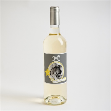 Flaschenetikett Taufe schaukelpferd gelb - Vue 2