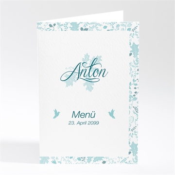 Menükarte Taufe blumenhaus blau