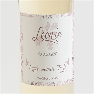 Flaschenetikett Taufe blumenhaus rosa