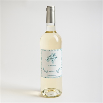 Flaschenetikett Taufe blumenhaus blau - Vue 2