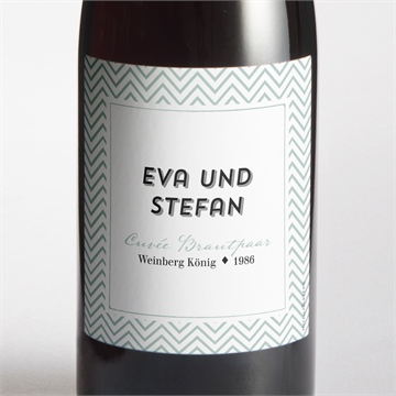 Flaschenetikett Hochzeit zickzack
