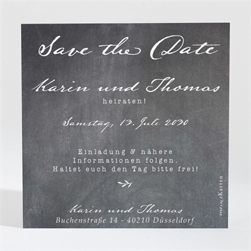 Save the Date Karte gravur auf schiefertafel