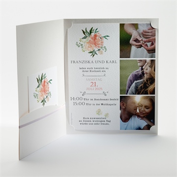 Hochzeitseinladung romantische rosen - Vue 2