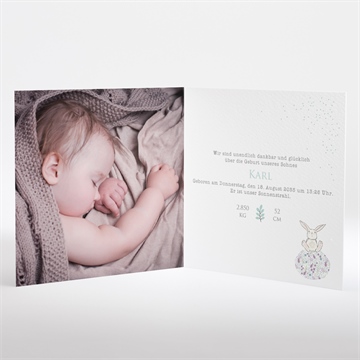 Geburtskarte hase mit luftballon - Vue 2