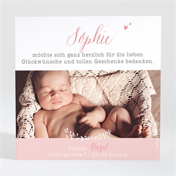 Dankeskarte Geburt blumenkranz pastellfarben