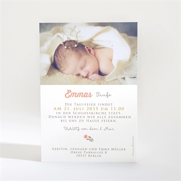 Einladung Taufe blumenalphabet mädchen - Vue 2