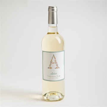 Flaschenetikett Taufe blumenalphabet junge - vue 2