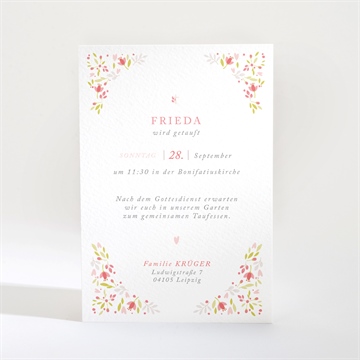 Einladung Taufe zarte rosa blumen - vue 2