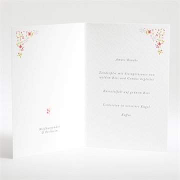 Menükarte Taufe zarte rosa blumen - Intérieur du menu