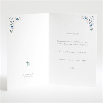 Menükarte Taufe zarte blaue blumen - Intérieur du menu