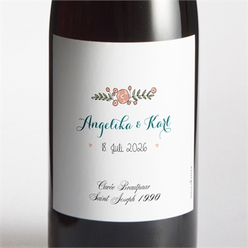 Flaschenetikett Hochzeit bohemian