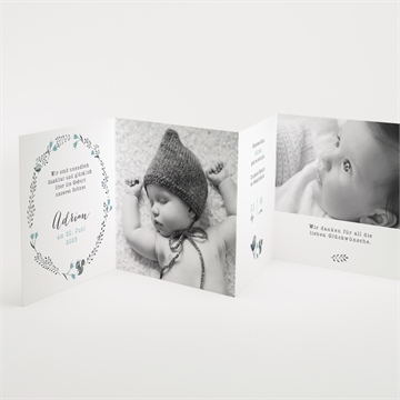 Geburtskarte blumenkranz blau - Vue 2