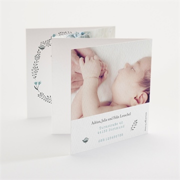 Geburtskarte blumenkranz blau - vue 3