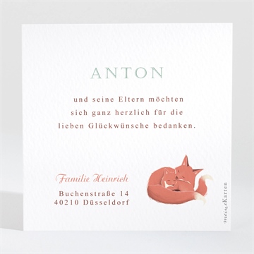 Dankeskarte Geburt fuchsfamilie - Vue 2
