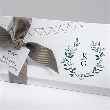 Hochzeitseinladung blätterkranz mit farbenspiel - Vue 2