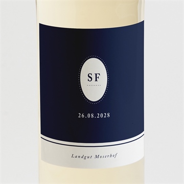 Flaschenetikett Hochzeit schick in blau