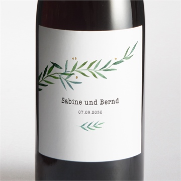 Flaschenetikett Hochzeit zarte blätterranke