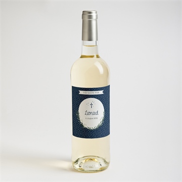 Flaschenetikett Taufe pünktchen blau - Vue 2