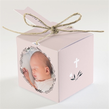 Geschenkbox Taufe ring der natur rosa - vue 2