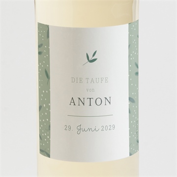 Flaschenetikett Taufe blätter im wind