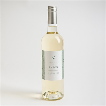 Flaschenetikett Taufe blätter im wind - Vue 2