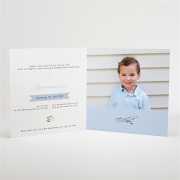 Einladung Kommunion zartes blau - vue 3