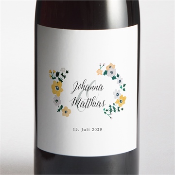 Flaschenetikett Hochzeit floraler rahmen
