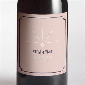 Flaschenetikett Hochzeit art-déco design