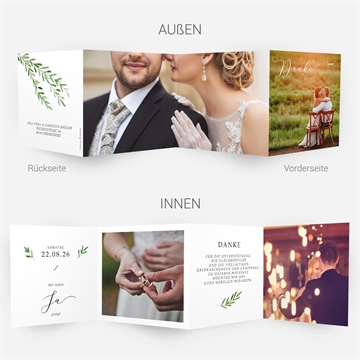 Dankeskarte Hochzeit feiner lorbeer - vue 4