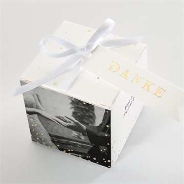 Geschenkbox Hochzeit schick mit schleife - gold - Vue 4