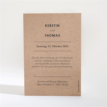 Dankeskarte Hochzeit naturbelassen - Vue 2