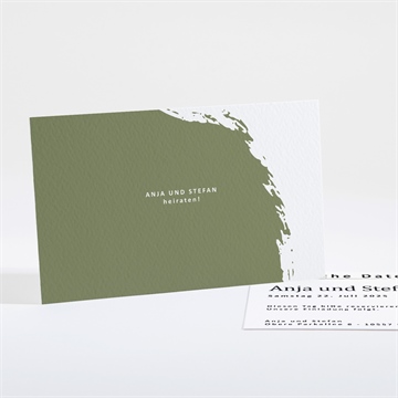 Save the Date Karte olivfarbener pinselstrich